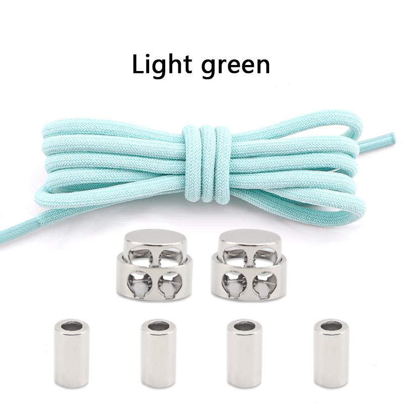 1Pair Round Elastic Laces Sneakers Lock Shoe Laces Without Ties Metal Buckle Laces Kids Adult No Tie Shoelaces Shoes Accessories