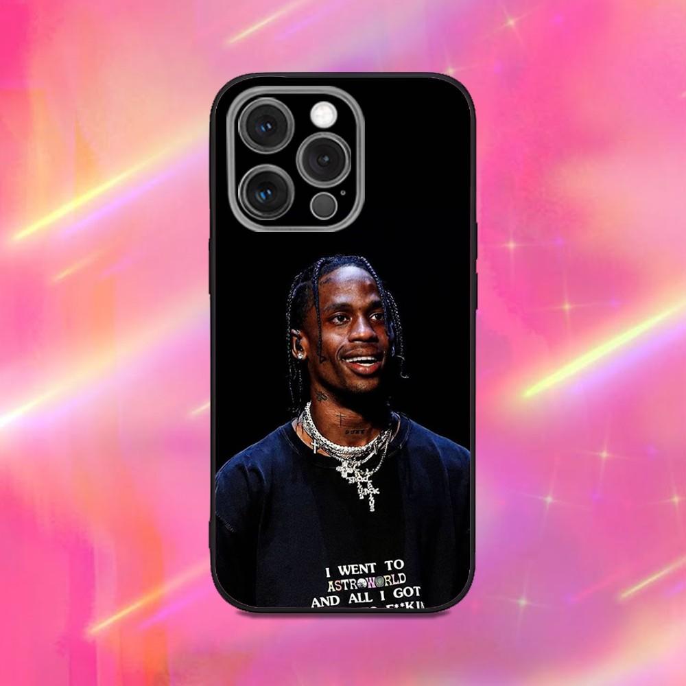 Rapper T-Travis S-Scott Phone Case For iPhone 16,15,14,13,12,11,Pro,Max,Plus,X,XS,XR,SE,8,7,Mini,Soft Silicone Black Case