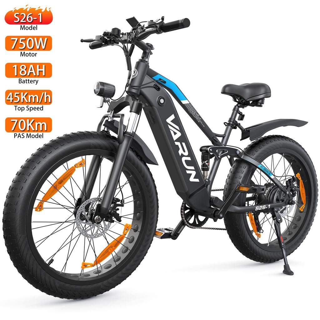 Electric Bicycle Adult VARUN 26" 750W Motor All Terrain Ebike 48V 18AH Max Range 70Km Load 150Kg S26