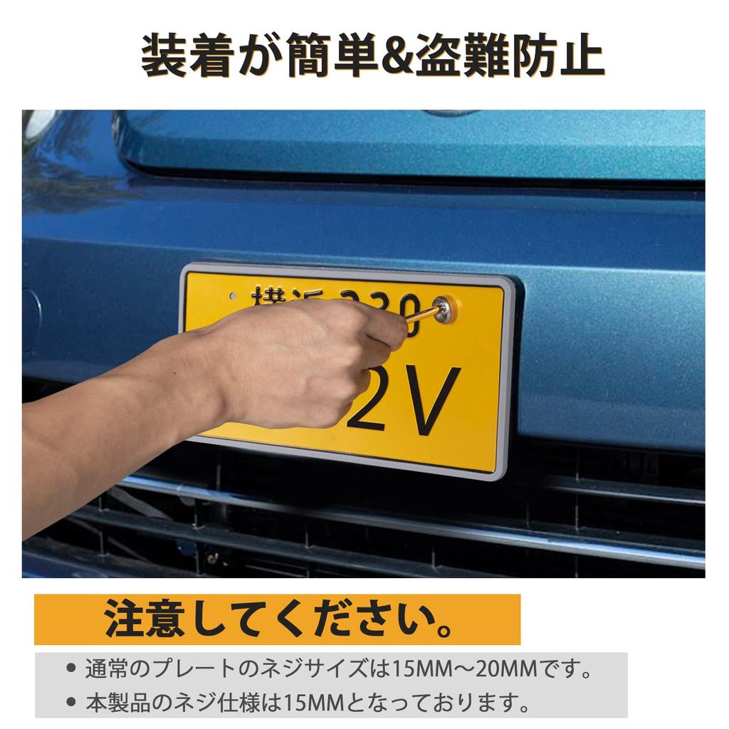 AX2V License Plate Bolt, Anti-theft Screws, Proof License Plate Frame for Car License Plate Bolt Protector M6 (15mm)