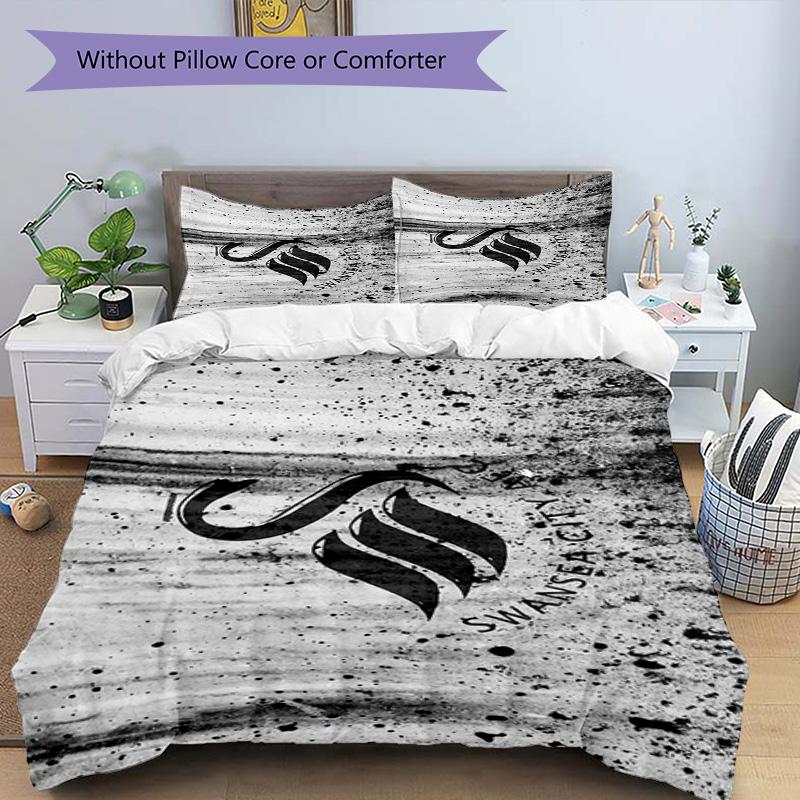 Set Copripiumino con Stampa Swansea City A.F.C. – include 1 copripiumino e 2 federe coordinate Arredo camera da letto Regali di Natale