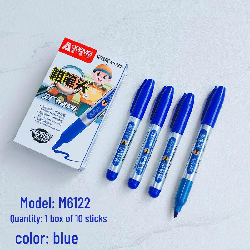 10-Pack Refillable Oil-Based Thick Tip Marker Pens: Black, Blue, Red