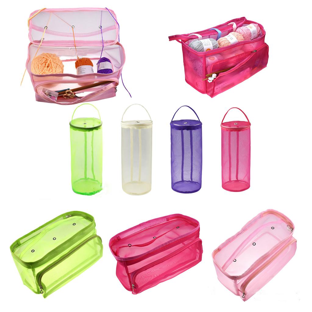 Yarn Storage Bag Mesh Yarns Drum Portable Yarn Balls Crochet Bag Sewing Accessories Storage Bag for Knitting Supplies