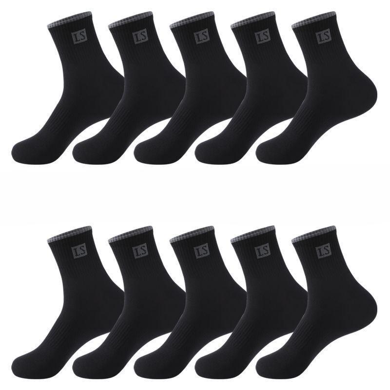 Herren Mid-Tube Socken - 10 Paar, Bequemes Material mit Buchstabenlogo für Sport und Freizeit, Erhältlich in mehreren Farben
