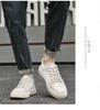 Men's Spring Low-Top Cowhide Sneakers - Fashionable, Large Size, Flat Bottom, White Sports Casual Shoes