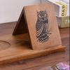 Removable Wooden Reading Stand Owl Handmade Multifunctional Recipe Shelf Sturdy with Cup Holder Desktop Bookend Organizer