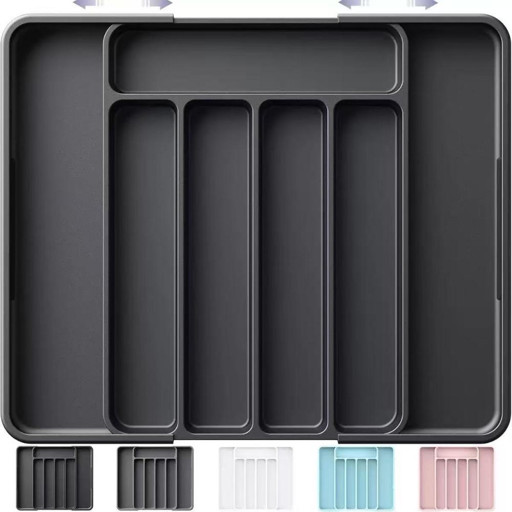 

Adjustable Cutlery Tray Expandable Utensil Sorting Tray Premium Kitchen Storage Solution Drawer чорний