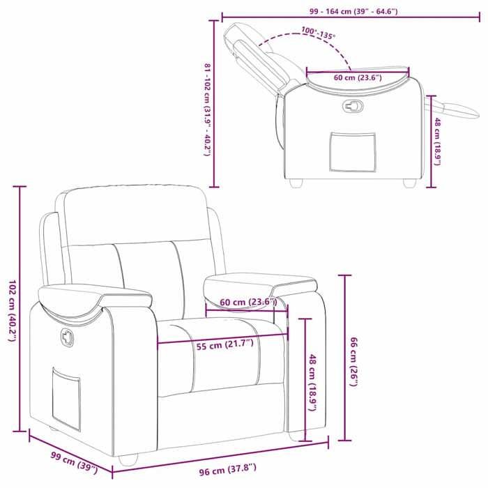 VidaXL Fauteuil inclinable Gris foncé Tissu, fauteuil, fauteuil inclinable TV, poussette, fauteuil inclinable pour personnes 4015681