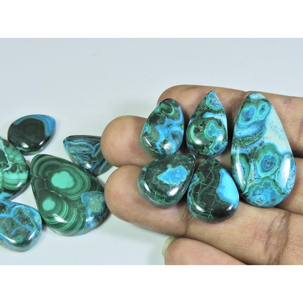 18X33-14X17MM Natural chrysocolla Malachite Pear Cabochon Gemstone 10Pcs Lot C-79