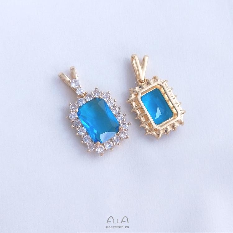 14K Ozeanherz Kristall & Zirkon Pfirsichherz Halskette Anhänger