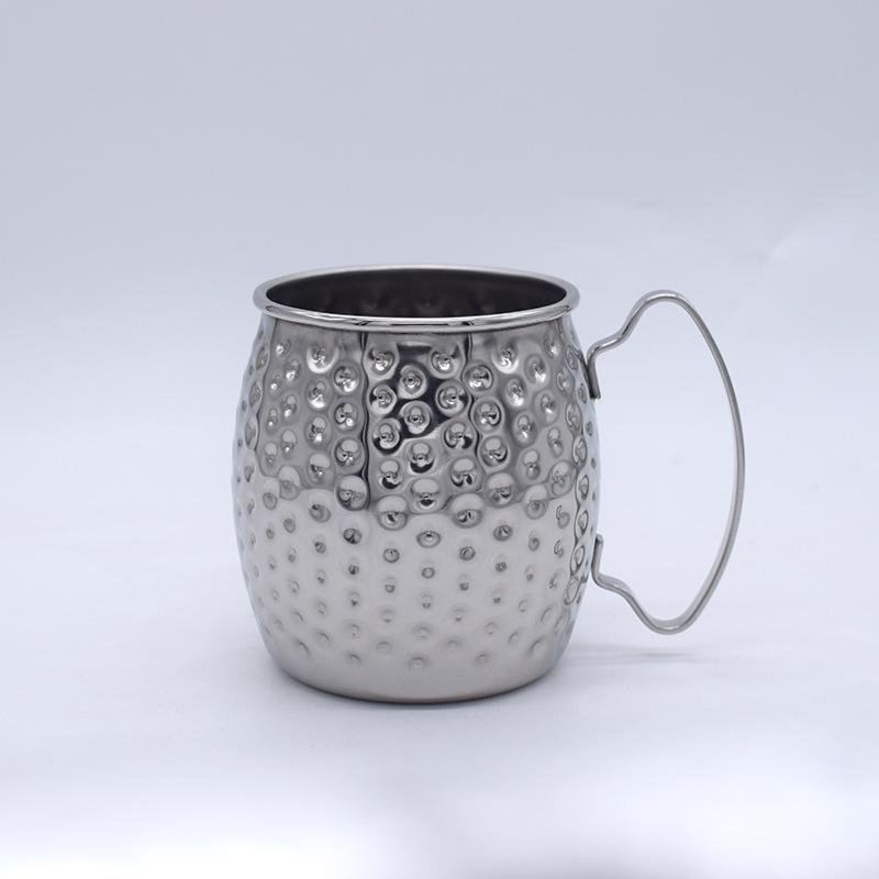 304 stainless steel mule cup, copper plated gold hammer point cup, cocktail cup, metal point cup, copper cup, mug, western style 401-500ml серебряный