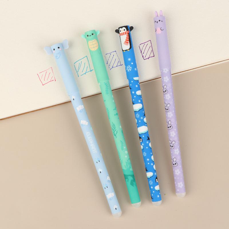 8 ks kreslených zvířecích gumovacích gelových per 0,5 mm barevné kuličková pera hladké psaní pro kancelářské školní psací potřeby