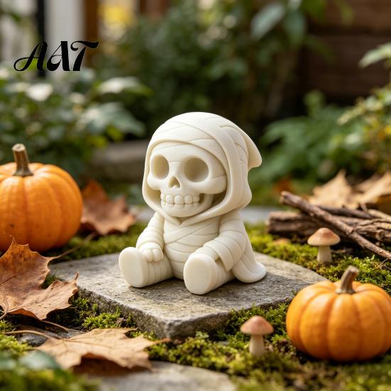 Hand Painted Ghost Ornament 3D Printed Halloween Mummy Figurine, Blank DIY Paintable Bandage Pumpkin Statue, Creative Holiday Gift Mini Desktop