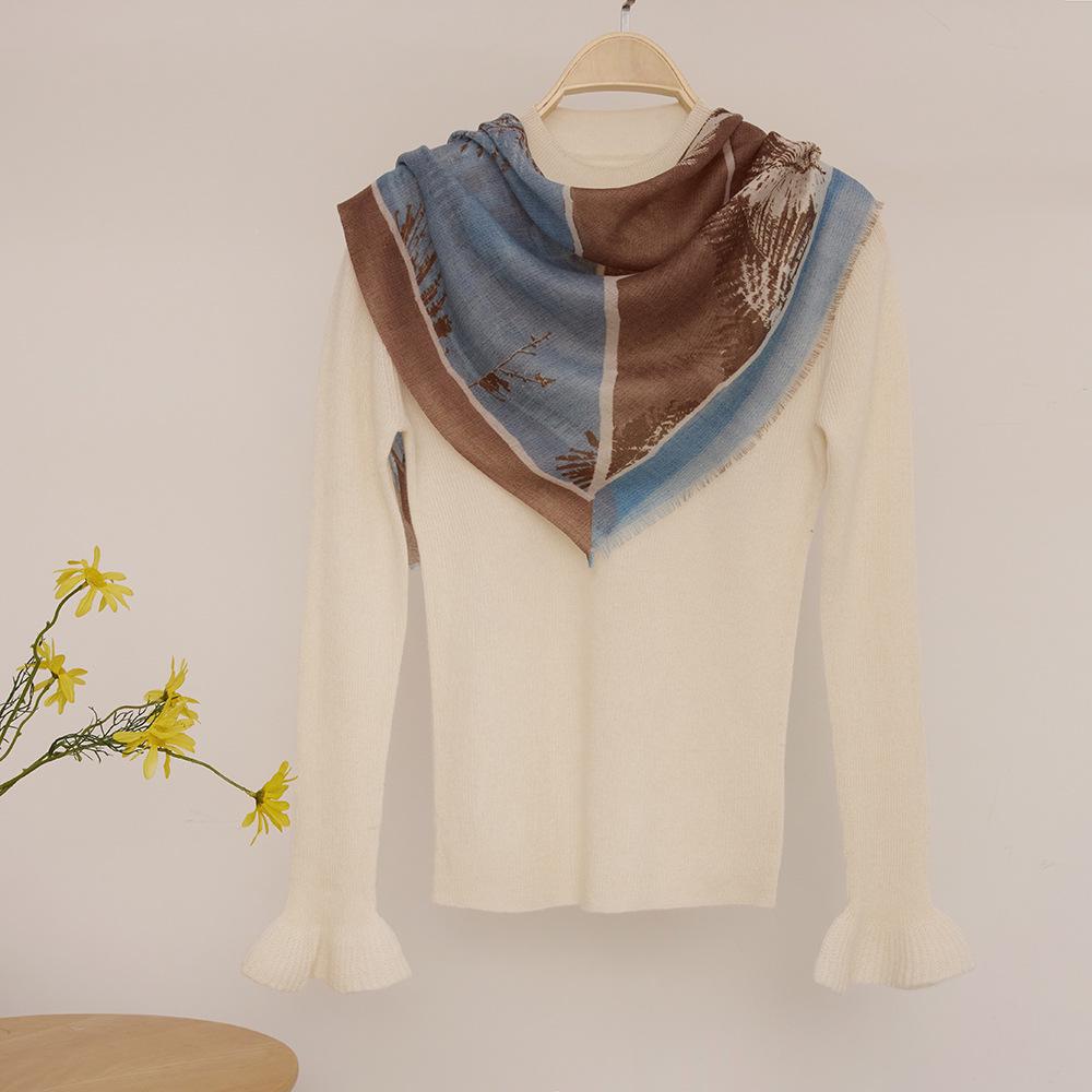 Water-Soluble Cashmere Scarf: Lightweight Square Shawl for Summer & Air-Conditioned Comfort