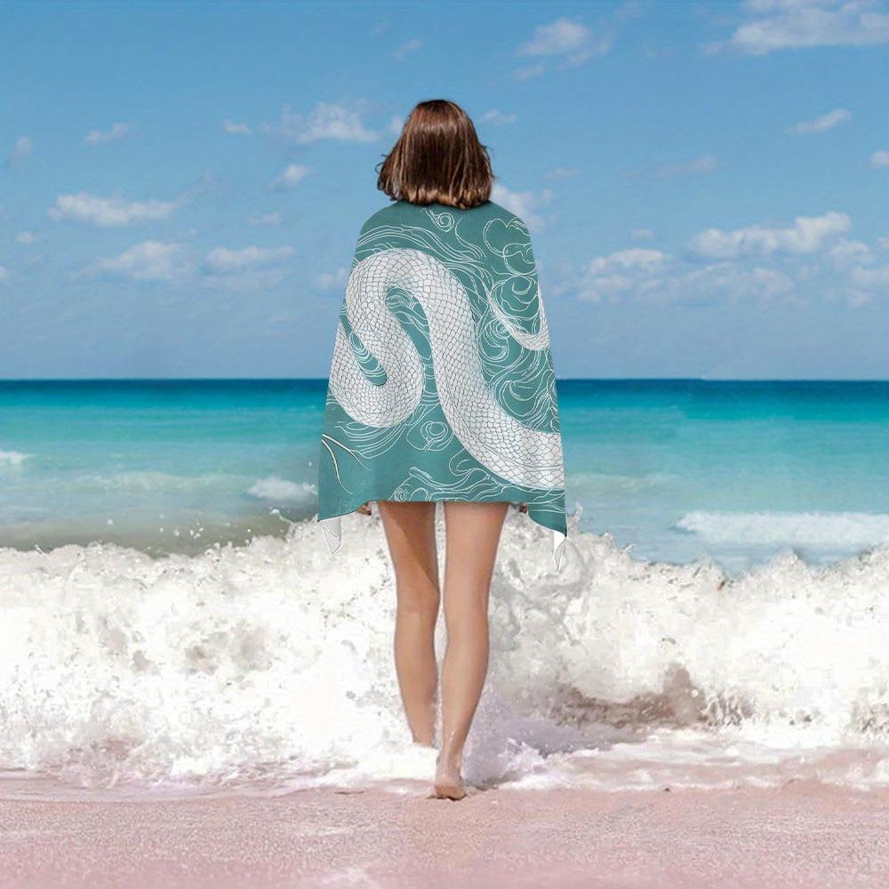 Microfiber Beach Towel | Quick Dry, Lightweight, Modern Snake Print Design | Great For Beach And Outdoor Activities, Beach Towel