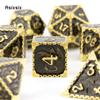 7 Pcs Black Golden Dragon Metal Dice Solid Metal Polyhedral Dice Set Suitable For Role-Playing Dice PropBoard Game Gift