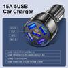 15A 5 Ports USB Car Charge Mini LED Fast Charging For iPhone 12 Xiaomi Huawei Mobile Phone Charger Adapter In Car Tablet