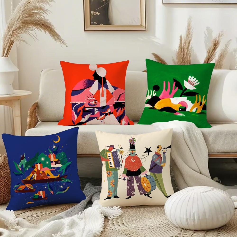 Brazilian Abstract Willian Santiago Art Pillow Case Square Double-Sided Printing Short Plush Sofa Cushion Cover Bedside Pillow
