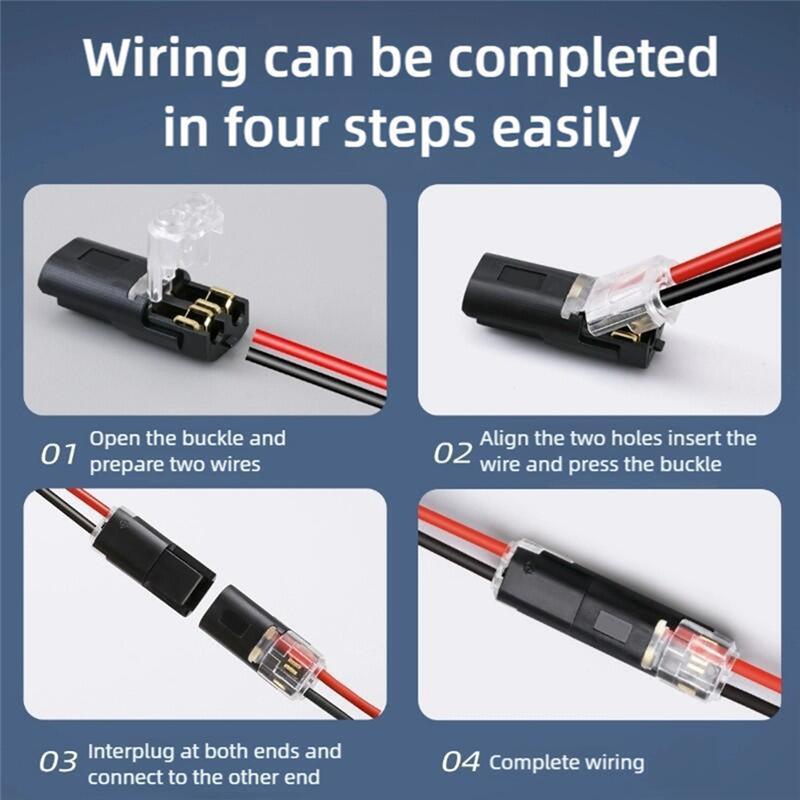 AT19-LED Wire Cable 2 Pin Plug Docking Electrical Connector Automotive No Break Lines Connector Strip Terminal Connection