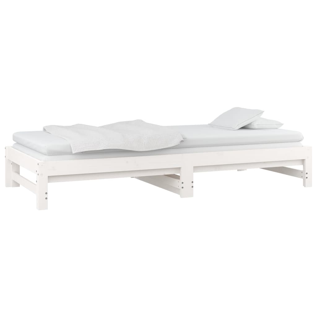 Vidaxl Extendable Bed, White, 2X(80X200) Cm, Light Pine Wood