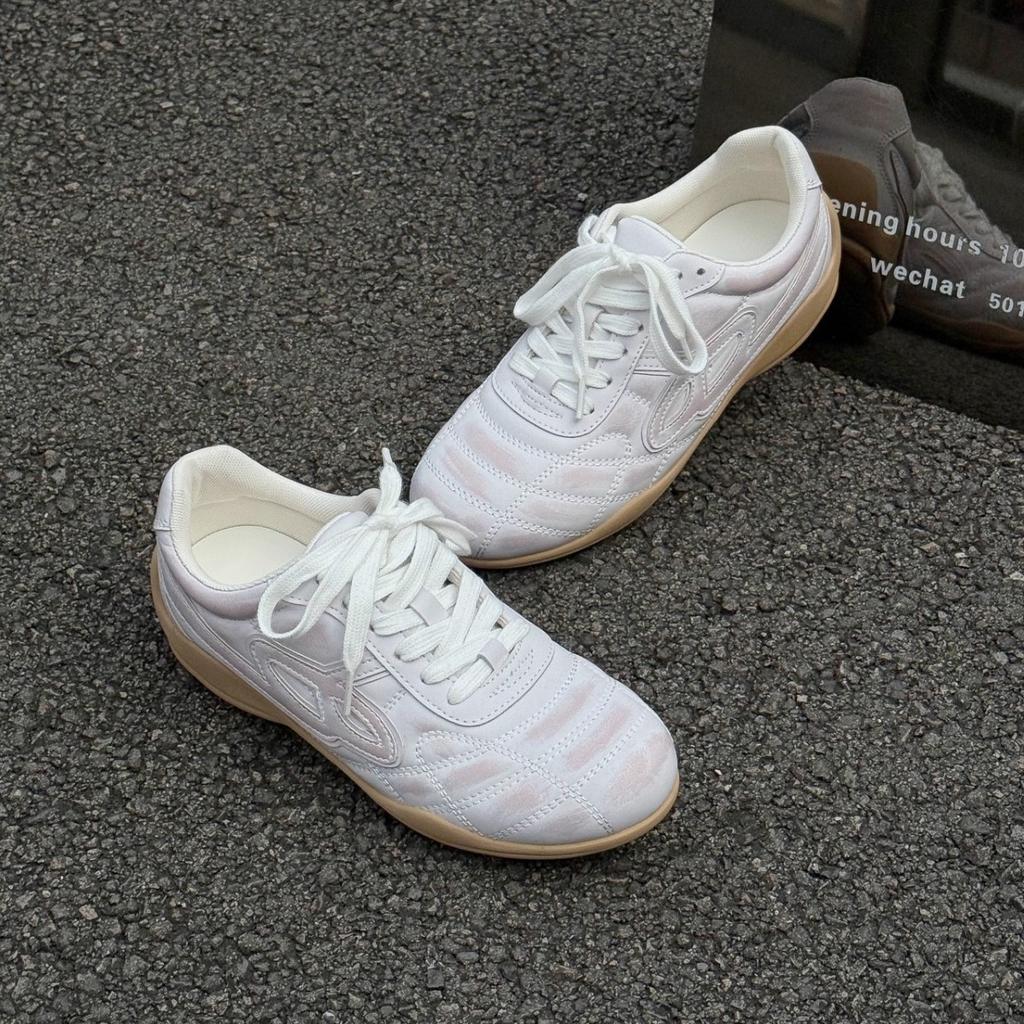 Leather German Training Shoes for Women 2025 Summer New Retro Old Dirty Shoes Flat Casual Sports Shoes Forrest Gump Shoes for Women