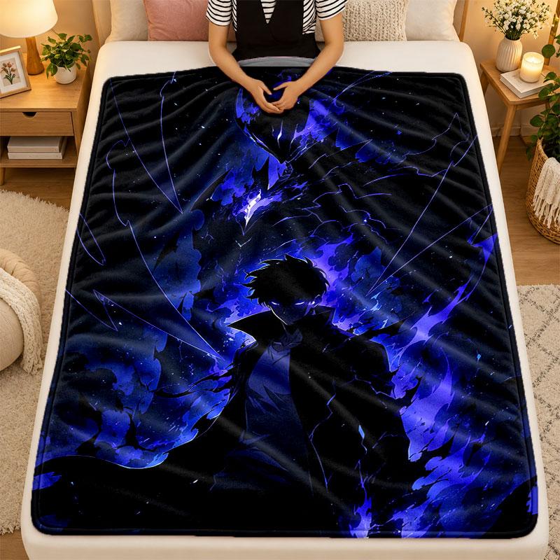 Flannel BlanketSolo Leveling Warm Soft Throw Blanket for Indoor Sofa Bed Living Room Use