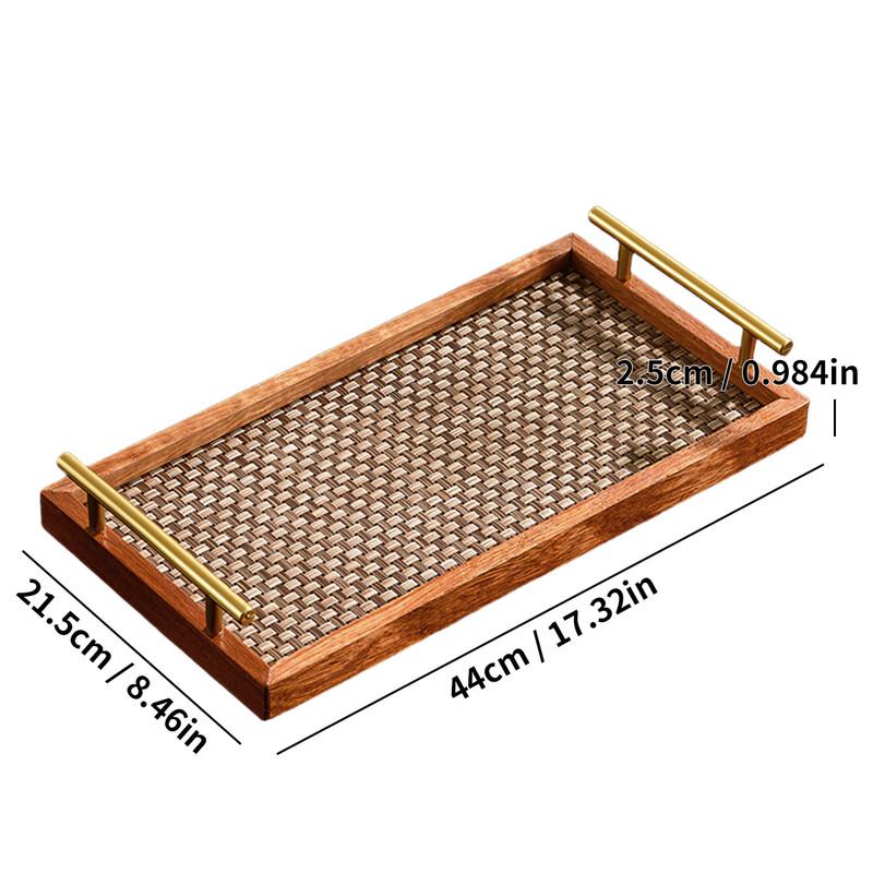Прямоугольный деревянный поднос для подачи с ручками
