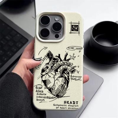 Für iPhone 16 15 Pro Max 14 Pro 13 12 11 16E 17E 17 Pro Max Hülle Herzmuster TPU Lederstruktur Weich Matt Stoßfest Schlankes Handyhülle