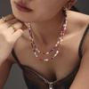 Bohemian Multi-Color Beaded Necklace with Glass Stones and Freshwater Pearls for Women