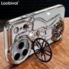 Motorcycle 3D Flip Up Bracket Lens Protection Case for For Iphone 12 13 14 15 Plus 16 17 Pro Max Airbag Shockproof Solid Color Cover