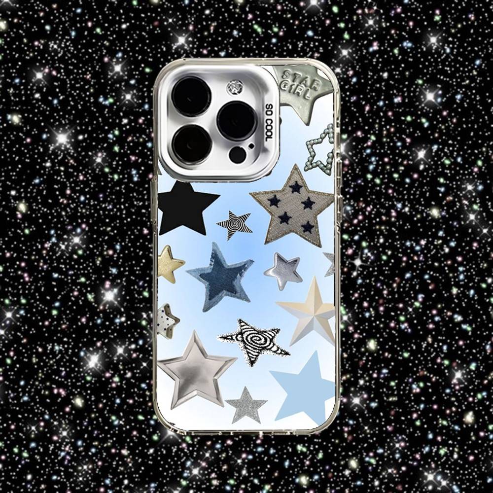 Y2k Star Phone Case For iPhone 16,15,14,13,12,11,Pro,XS,Max,Plus,Mini,SE White Candy Matte Shockproof Cover