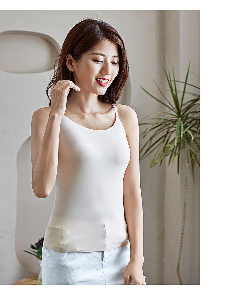 Atmungsaktives Sommer-Bustier für Mädchen aus Eis seide, nahtlos, mit Spaghettiträgern und Anti-Exposure-Bandeau