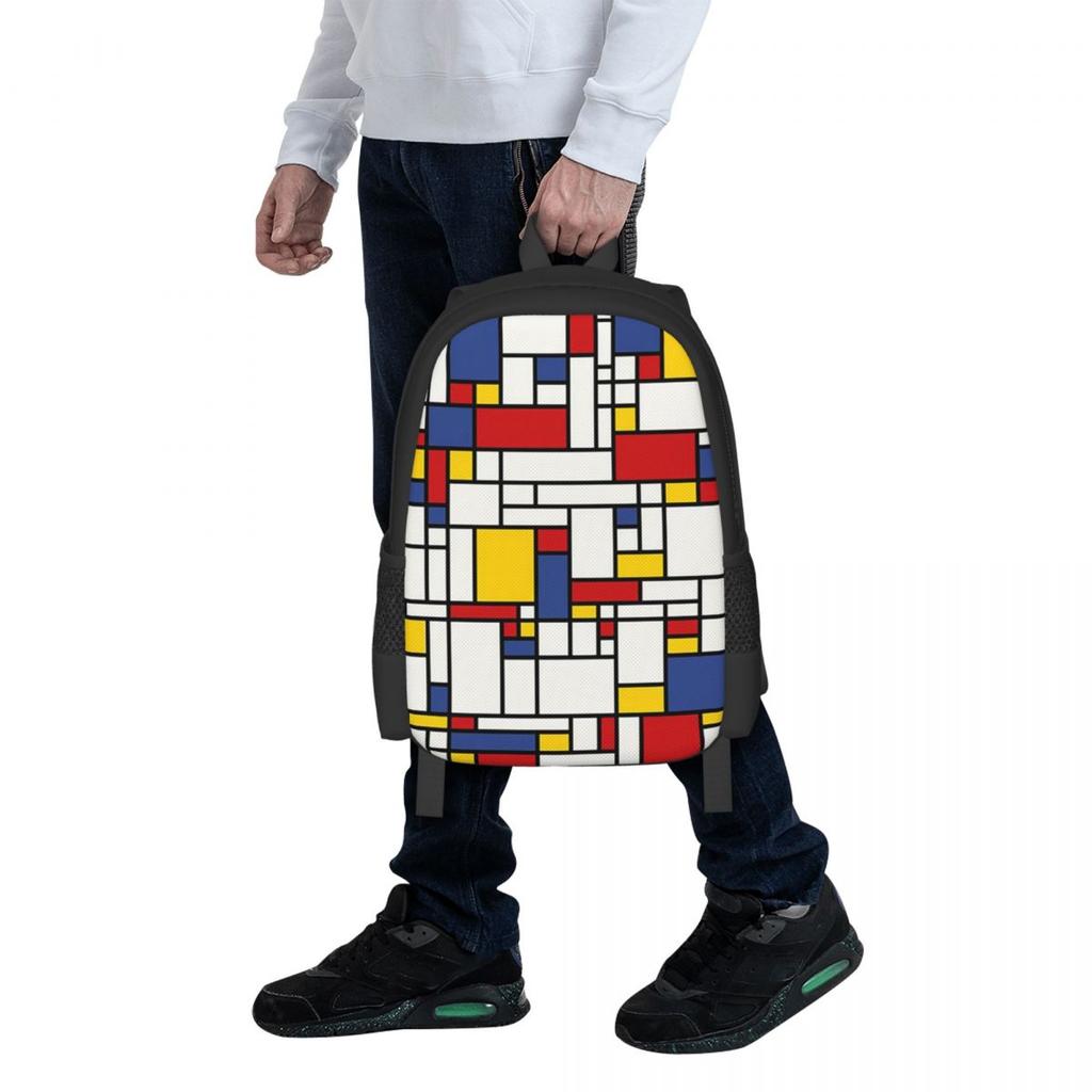 Piet Mondrian Student Backpack School Bag Hiking Travel Daypack for Boys Girls Fashion Bookbag Shoulder Bags