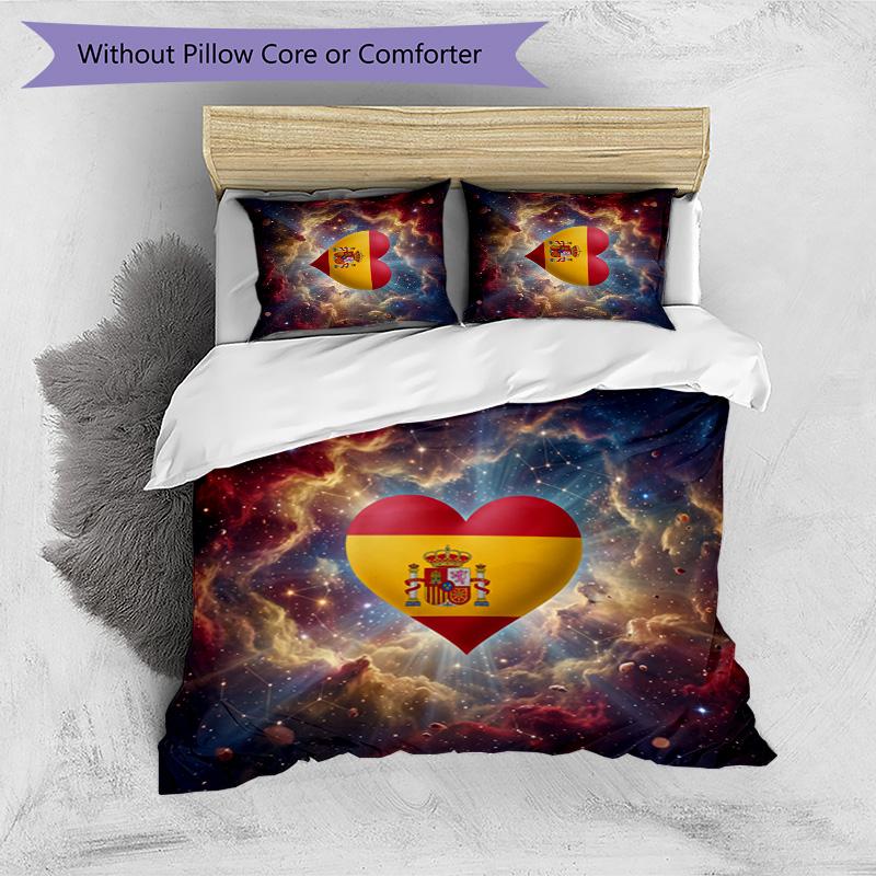 Ensemble de literie imprimé football Espagne 3 pièces Ensemble de couvre-lit douillet respirant comme cadeau de pendaison de crémaillère / de vacances