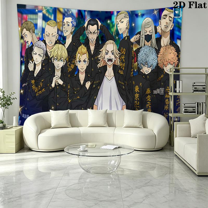 Tokyo Revengers Wall Tapestry Aesthetic Wall Hanging Printed Fabric Blanket Decorative Tapestries for Bedroom Living Room Home Decor