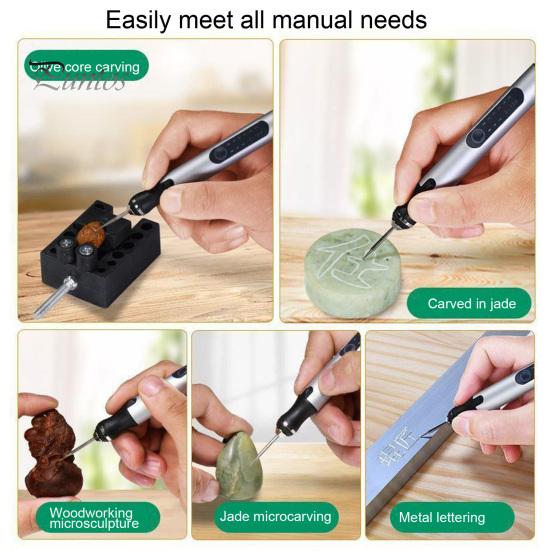 Electric Engraving Pen Kit Ergonomic Design Compact Size Portable USB Rechargeable Cordless Professional Engraver Pen Set