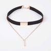 Fashion Choker Chain Strip Necklace Women Girls Double Chain Pendant Collar