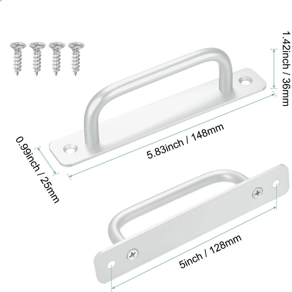 2pcs Sliding Barn Door Handle, Aluminium Alloy Cabinet Door Handle Hardware for Wardrobe Cupboard Closet Garage Shed with Screws