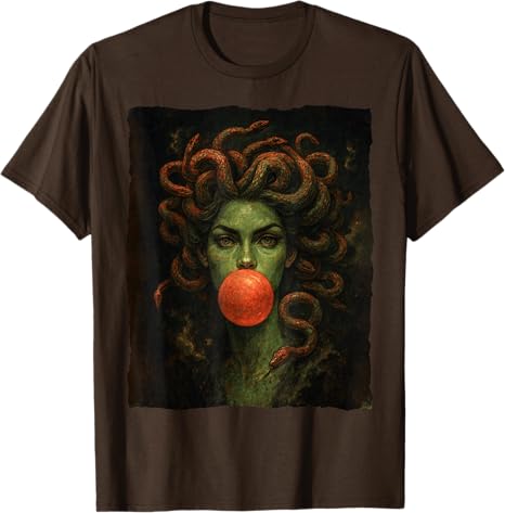 Medusa Kaugummi Feministin Griechische Mythologie Halloween T-Shirt Mythisches Monster Schlangenhaar Gorgone Lustig Fantasy Ästhetik Kleidung