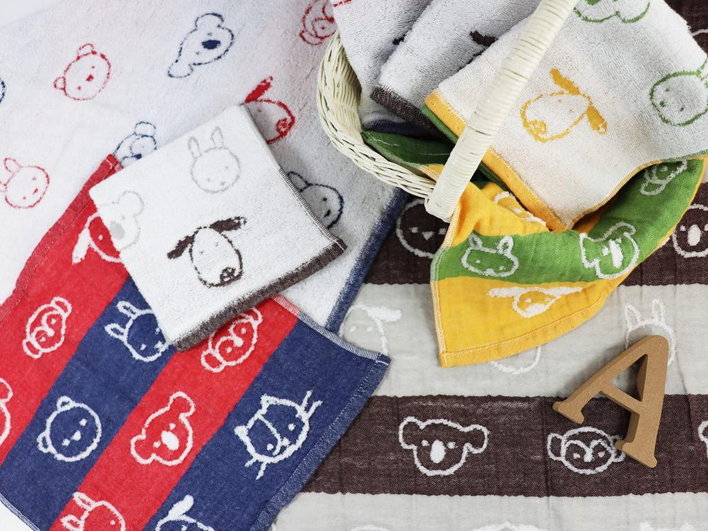 Seigan Swaddle Baby Japanese Pure Cotton Baby Pile Gauze Towel Yellow 70 x 70cm Colorful Animal YE Approx. ACCA-250