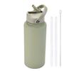 1L Stainless Steel Vacuum Insulated Water Bottle With Handle Straw Lid Outdoor Sports Travel