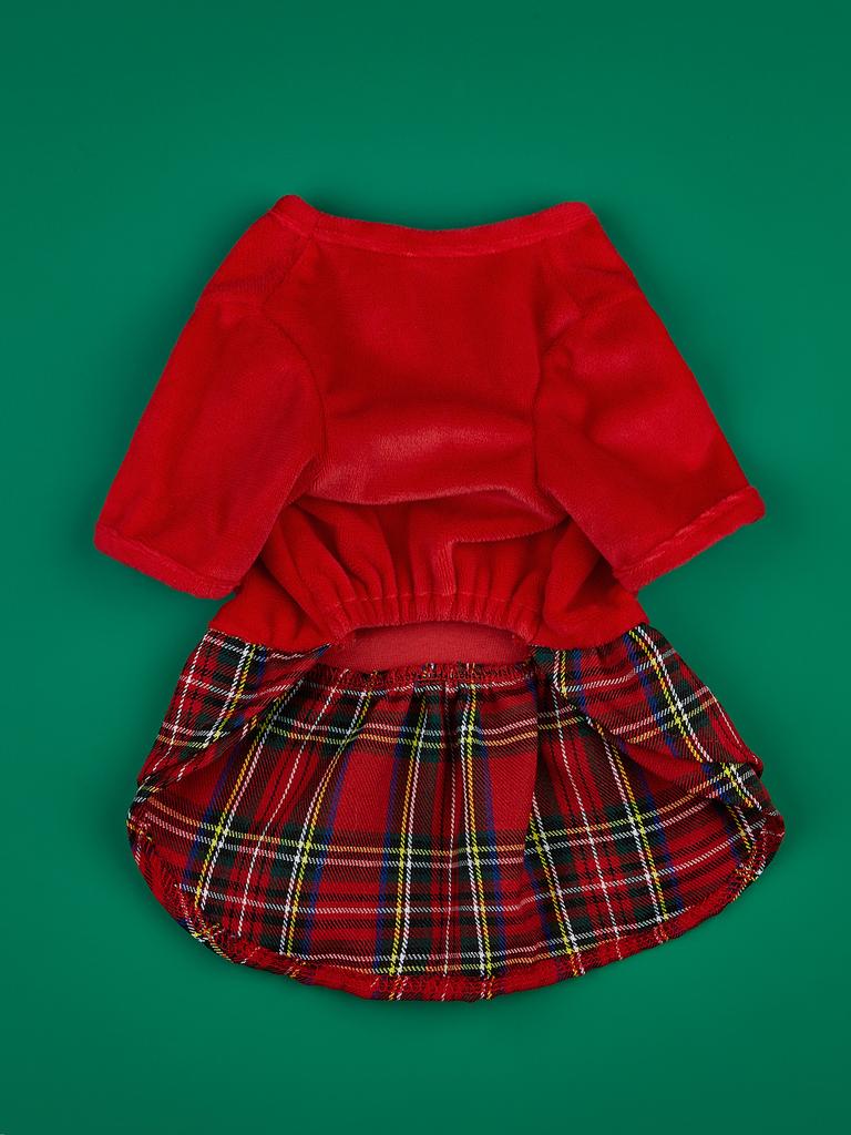 Dog Christmas Dresses Warm Puppy Clothes with Classical Plaid Printed   Costume  Dog Xmas Party Outfit for Dog Cats for Winter H