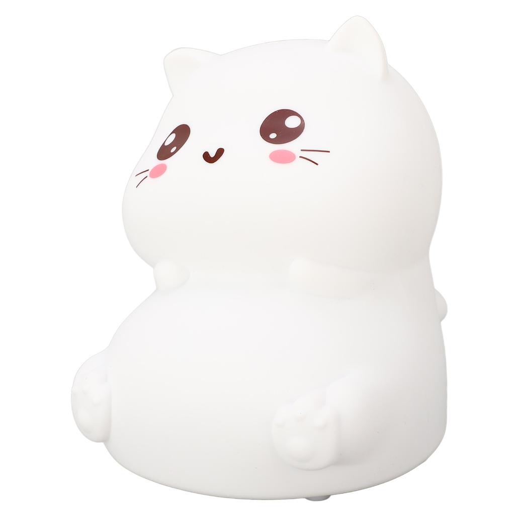 Silicone Night Lamp Cute Cat Tap Control   Color Rechargeable Soft Night Light for Bedroom