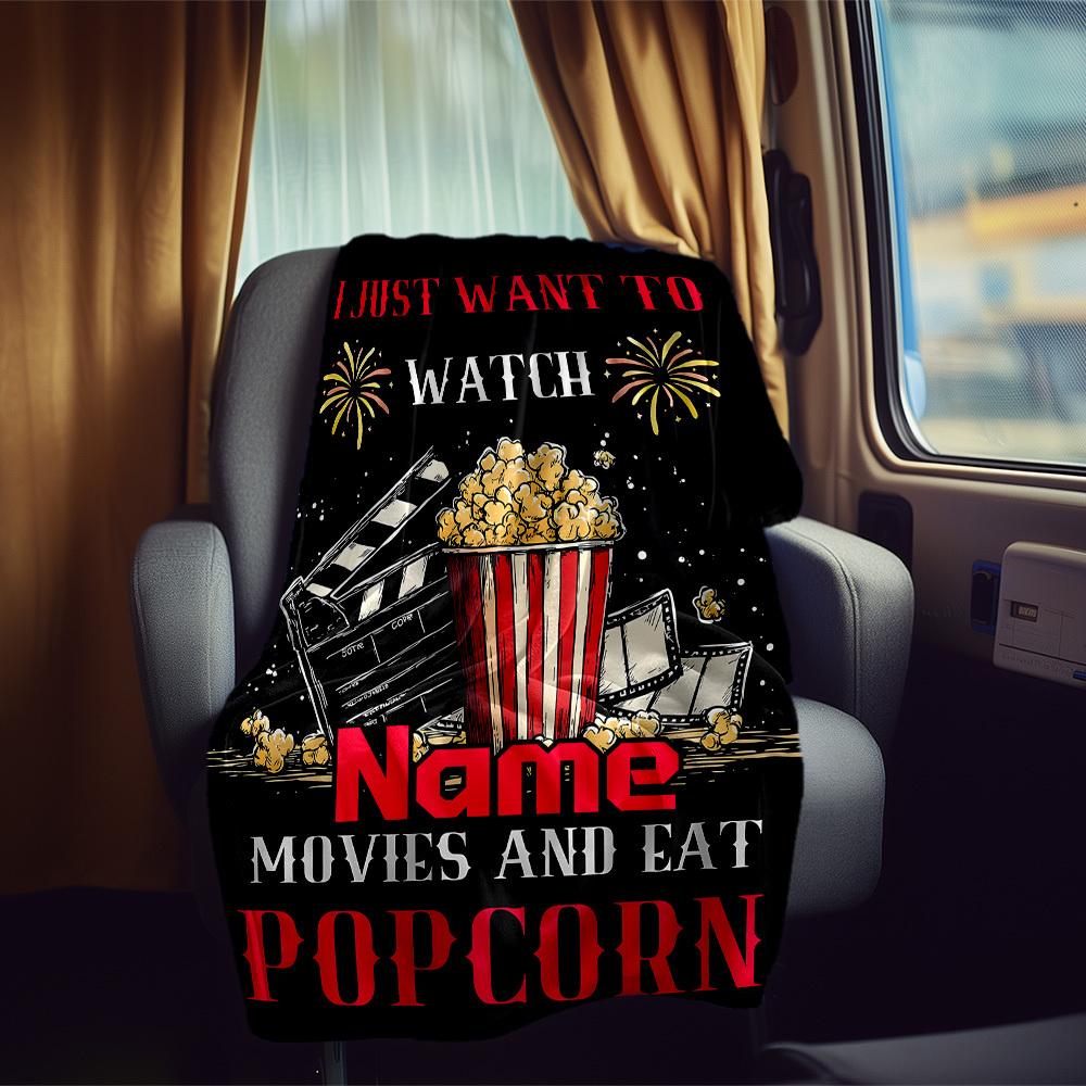 Movie Night Customize Your Name Rv Blanket Comfortable Soft Lightweight Perfect For Travel Camping Picnics Sofas Rvs Beds Living Rooms Gifts For