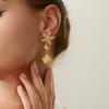Ocean Series Flower Starfish Bow Shell C-Shaped Earrings Sets for Women Retro High-End Sweet Earrings Vacation Jewelry Accessory