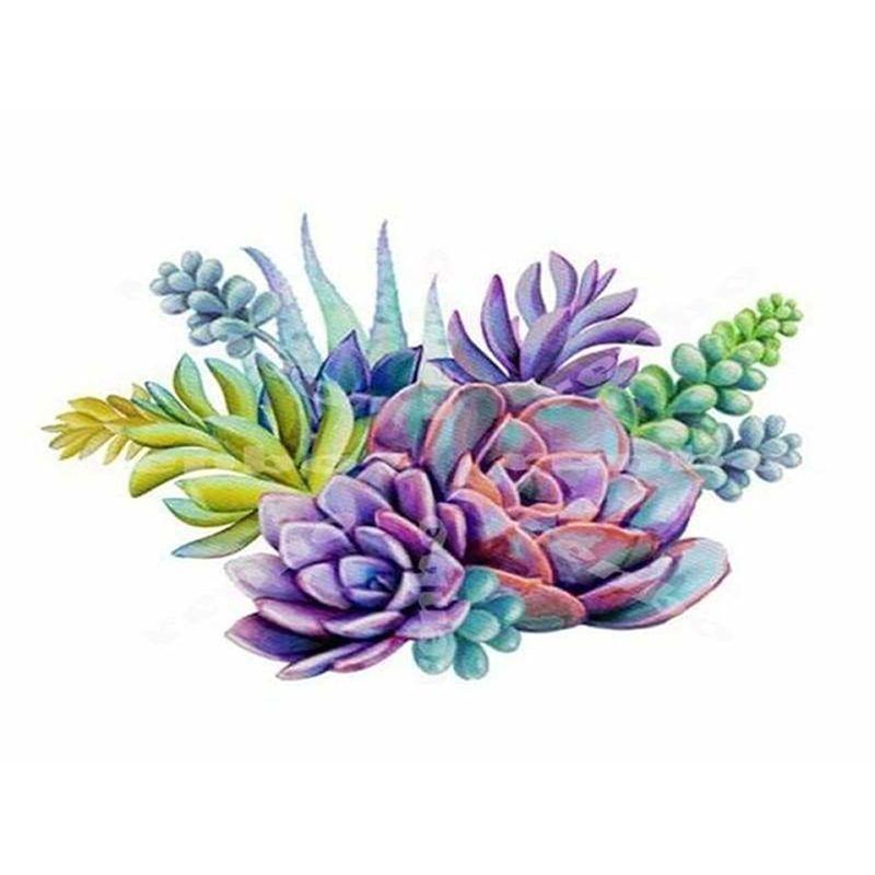 5D Round Diamond Painting Succulent Plants Diamond Embroidery Full Round Mosaic Flowers Handmade Home Decoration