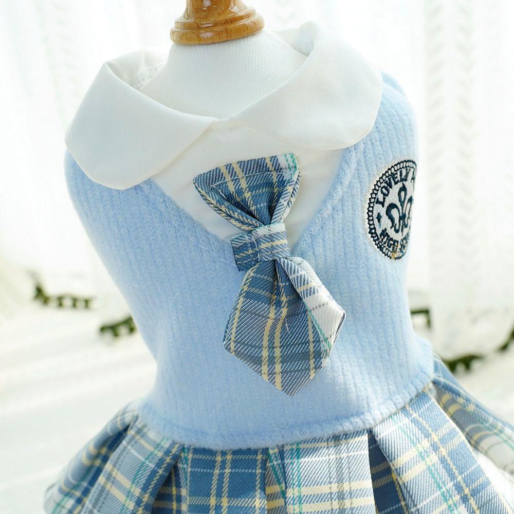 Kawaii Cat Clothes Comfortable Design Dog Dress Thicken Pet JK Plaid Skirt  Chihuahua
