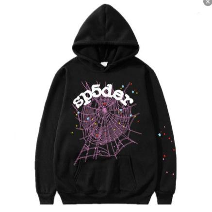 Fashion trend foam sp5der spider web print loose hooded sweater couple jumper hoodie