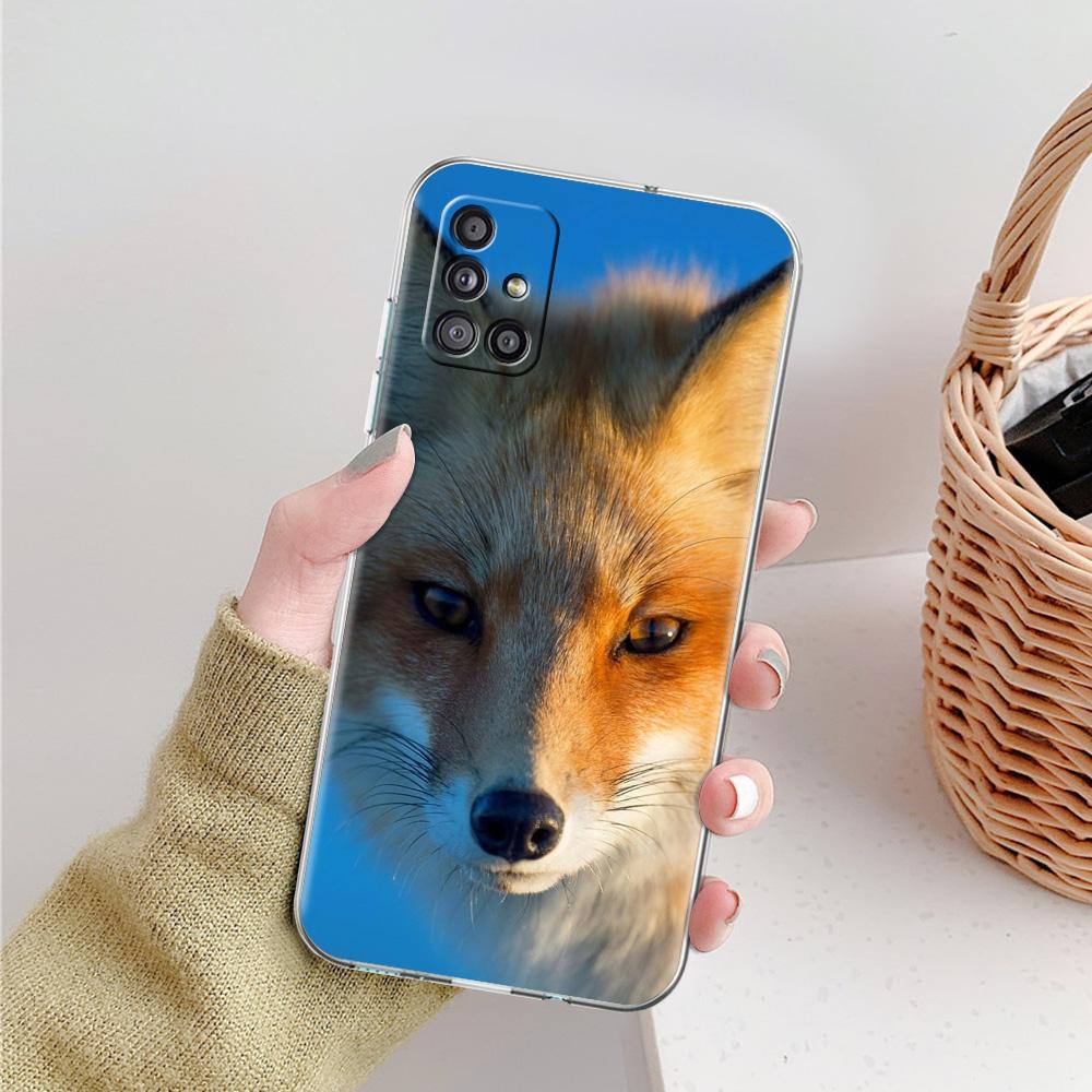 Cute cartoon animal fox Phone Case For Samsung Galaxy A51 A71 A21S A12 A11 A31 A41 A52 A32 5G A72 A01 A50 A70 Soft Clear Cover