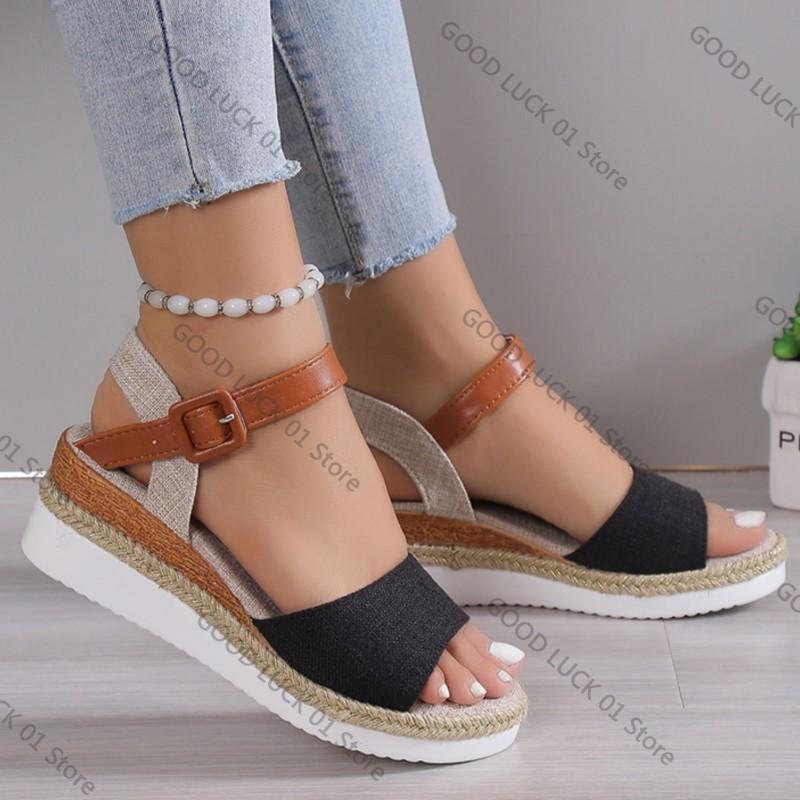 Fashion 2025 Fashion Sandals Summer Shoes Women Wedge Shoes Woman Party Women's Sandals Soft Retro Footwear Female Heeled Sandals